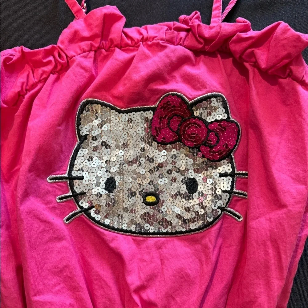 Hello Kitty Fuchsia Romper with Sequined Design